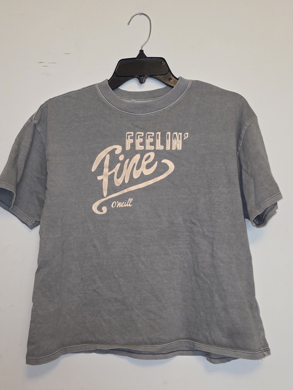 O'Neill Gray Tee with Cream 'Feelin' Fine' Script